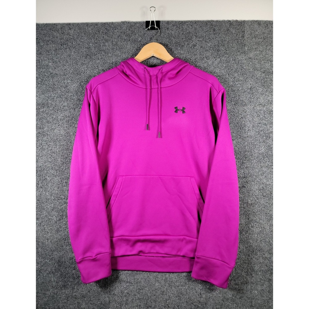 Under Armour Hoodie Sweatshirt Womens Medium Purple Loose Fit UA Fleece Pullover - Picture 2 of 13